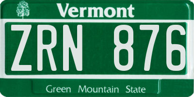 VT license plate ZRN876