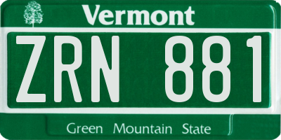 VT license plate ZRN881