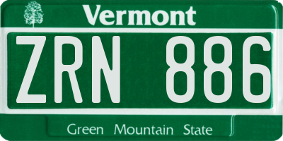 VT license plate ZRN886