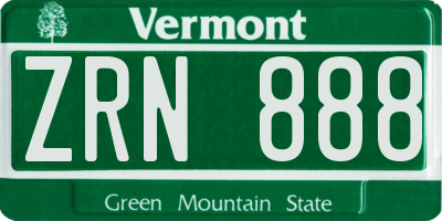 VT license plate ZRN888