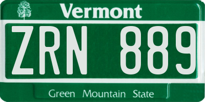 VT license plate ZRN889