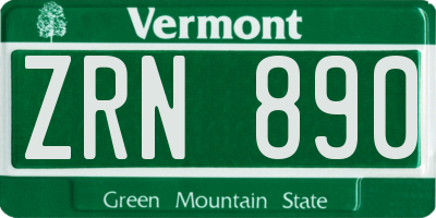 VT license plate ZRN890