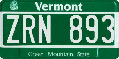 VT license plate ZRN893