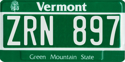 VT license plate ZRN897