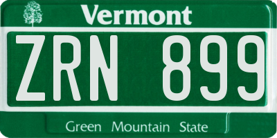 VT license plate ZRN899