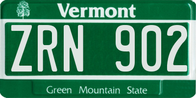 VT license plate ZRN902