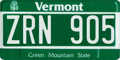 VT license plate ZRN905