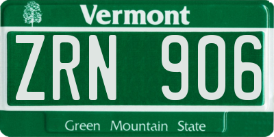 VT license plate ZRN906