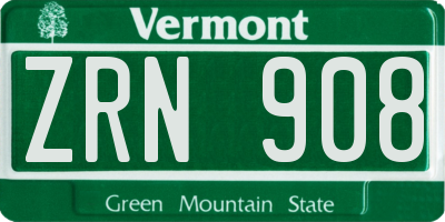 VT license plate ZRN908