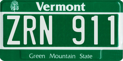 VT license plate ZRN911