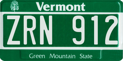VT license plate ZRN912