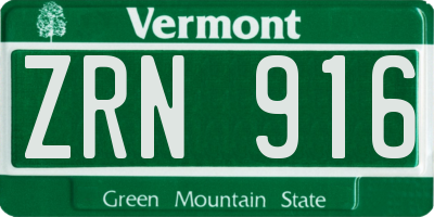 VT license plate ZRN916