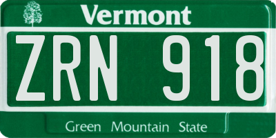 VT license plate ZRN918