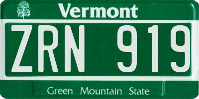 VT license plate ZRN919
