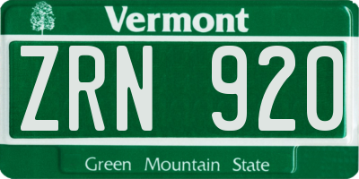 VT license plate ZRN920