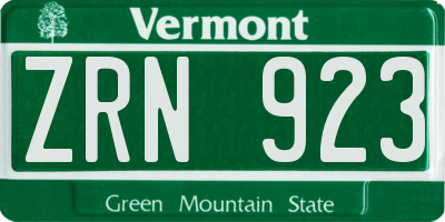 VT license plate ZRN923