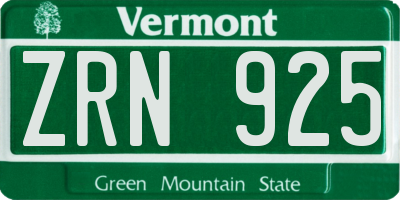 VT license plate ZRN925
