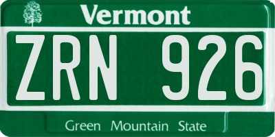VT license plate ZRN926