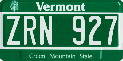 VT license plate ZRN927
