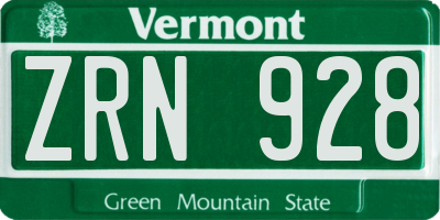VT license plate ZRN928