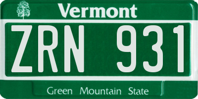 VT license plate ZRN931