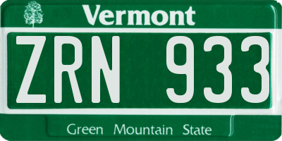 VT license plate ZRN933