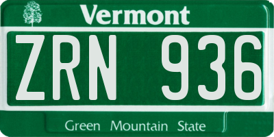 VT license plate ZRN936