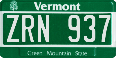 VT license plate ZRN937