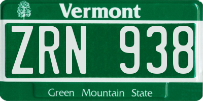 VT license plate ZRN938