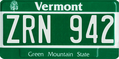 VT license plate ZRN942