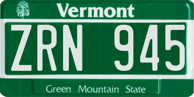 VT license plate ZRN945