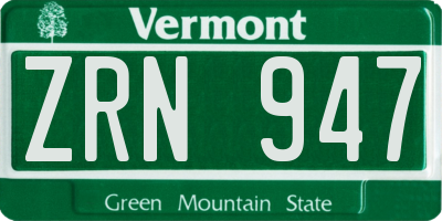 VT license plate ZRN947
