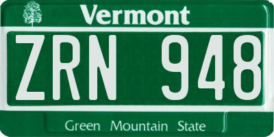 VT license plate ZRN948