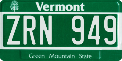 VT license plate ZRN949