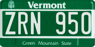 VT license plate ZRN950