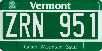 VT license plate ZRN951