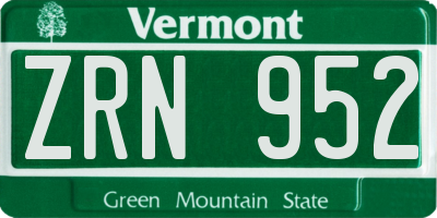 VT license plate ZRN952