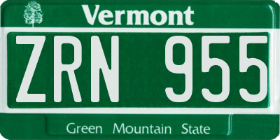 VT license plate ZRN955