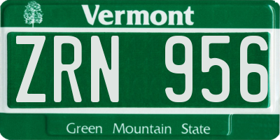 VT license plate ZRN956