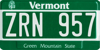 VT license plate ZRN957