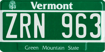 VT license plate ZRN963