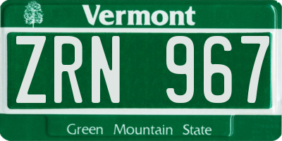VT license plate ZRN967