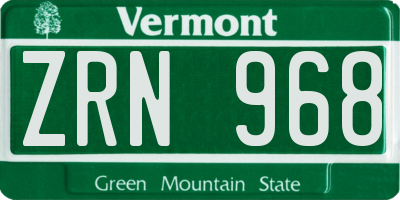 VT license plate ZRN968