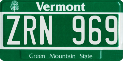 VT license plate ZRN969