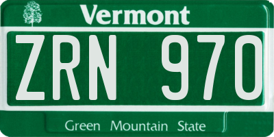 VT license plate ZRN970