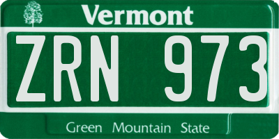 VT license plate ZRN973
