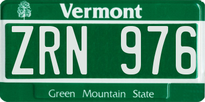 VT license plate ZRN976