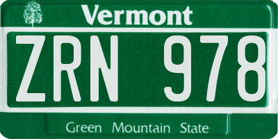 VT license plate ZRN978