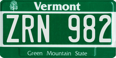 VT license plate ZRN982