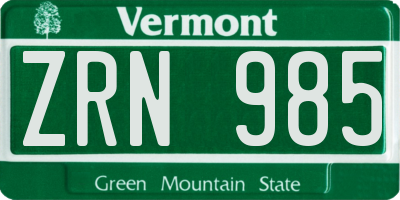 VT license plate ZRN985